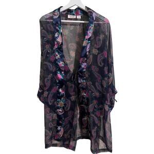 Victoria's Secret  Vintage Gold Label Blue Paisley Sheer Robe One Size